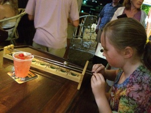 Bar games powered by Shirley Temples at the Beach Bar.
